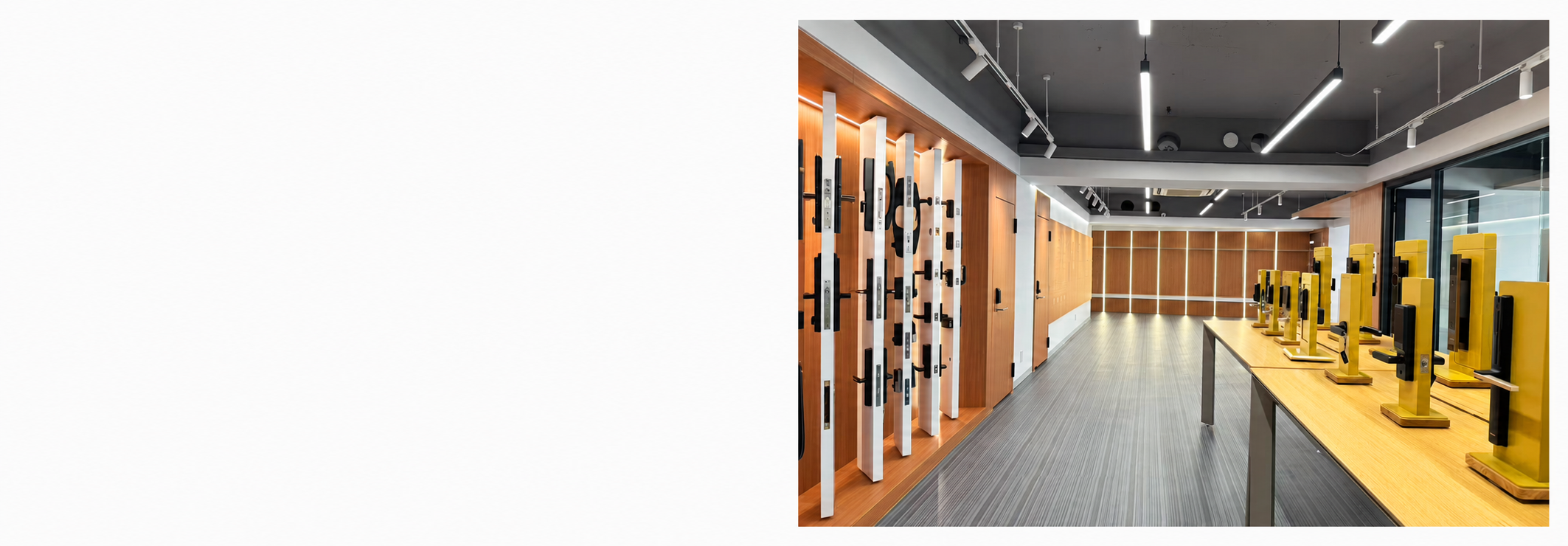 A showroom displaying smart locks