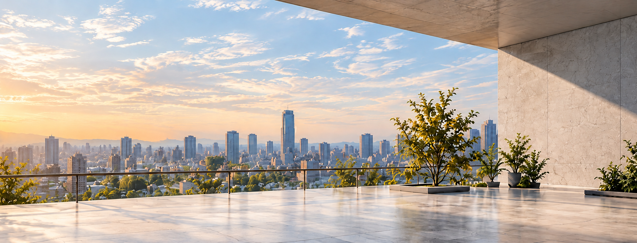 An open terrace overlooking the city