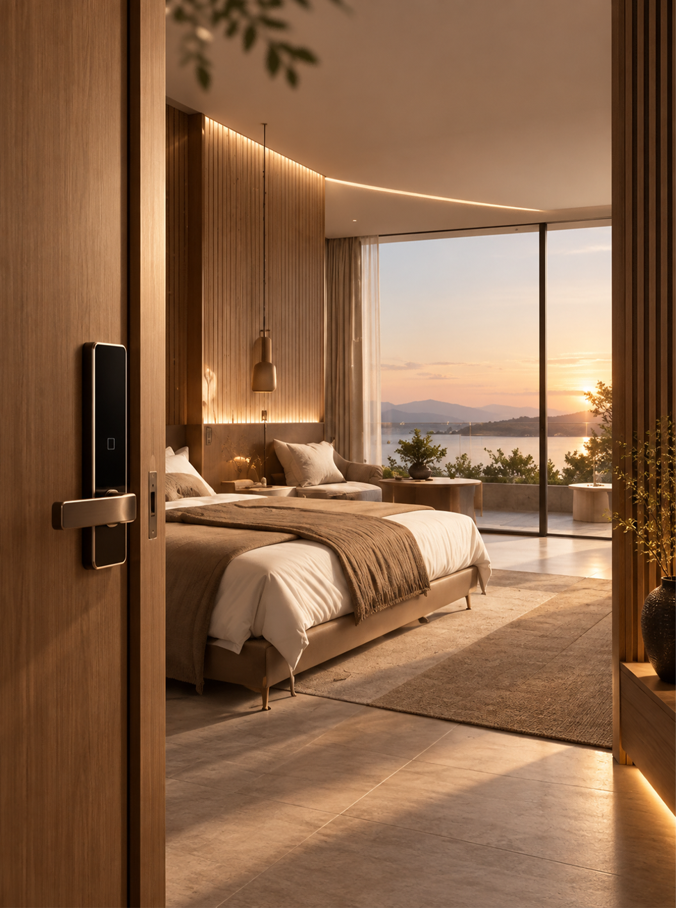 Hotel entrance / guest room access / quiet arrival experience